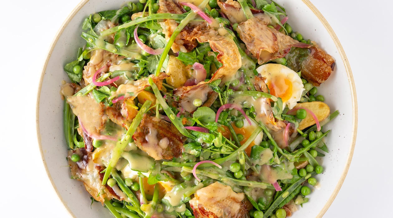 Luikse salade met krielaardappeltjes en spek – - Recept 